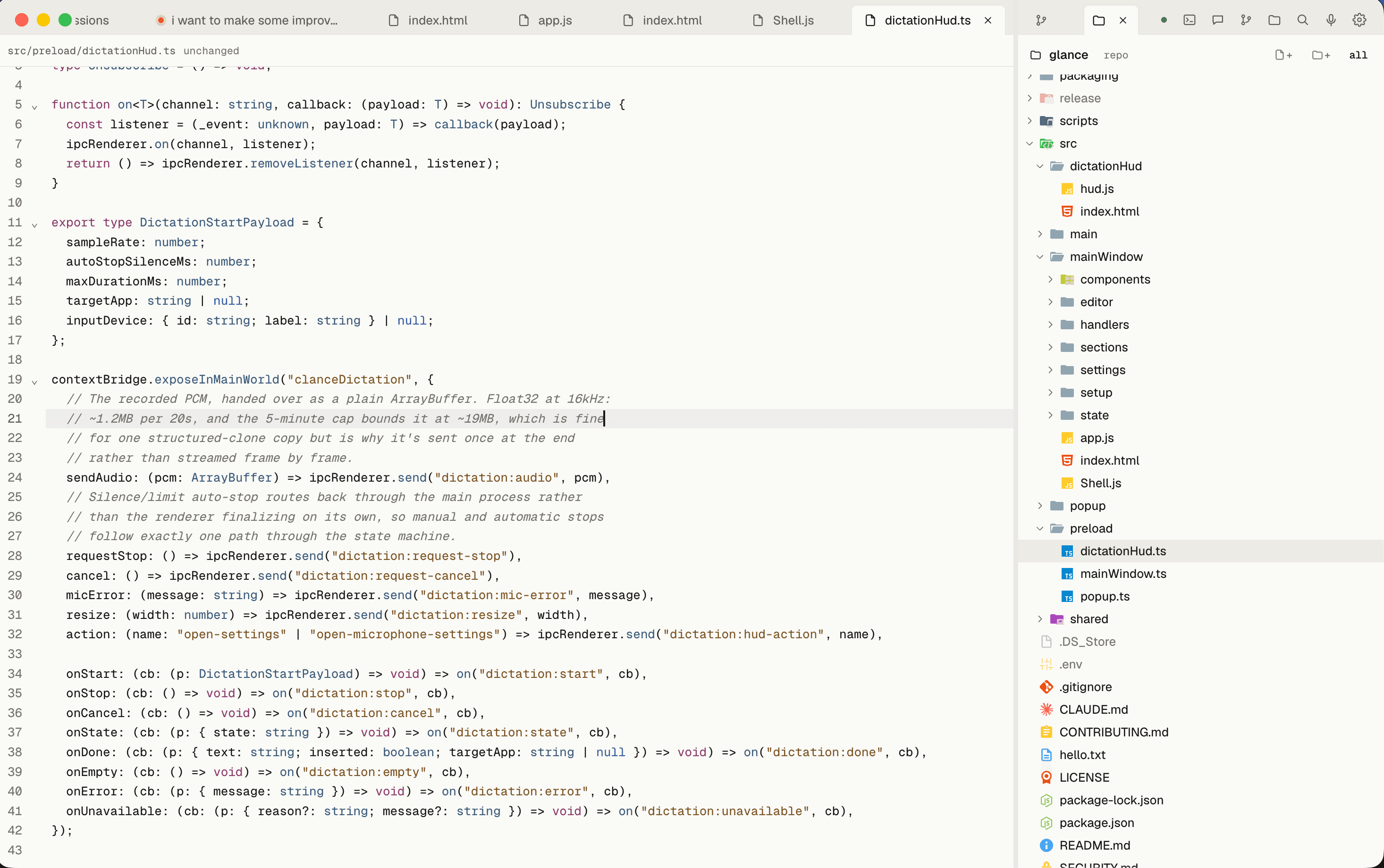 The built-in editor beside the file explorer.